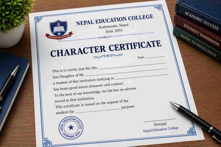 5.चरित्र प्रमाणपत्र (Character Certificate) बनाउने प्रक्रिया – नेपाल